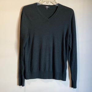 Dark Green Uniqlo V-Neck Sweater